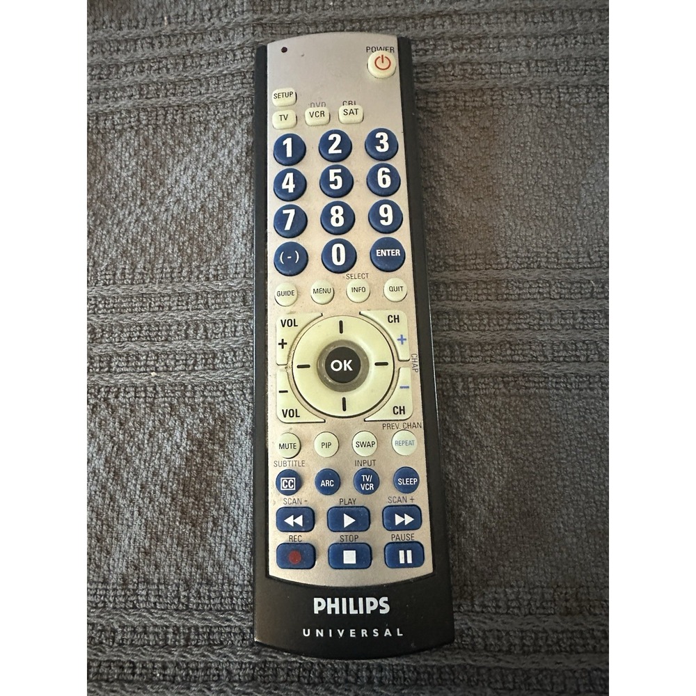 Philips SRU3003/27‎ 3 Device Universal Remote Control TV DVD VCR CBL SAT